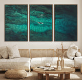 93287752-MGV-CV-36X24-Ocean Surf Wall Art Canvas Print, Framed Blue Waters Art Picture Print, Vibrant Seascape Perfect Coastal Adventure Decor Artwork