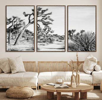 88164251-MGV-CV-36X24-Joshua Tree Wall Art Canvas Print, Framed Desert Path Art Picture Print, Monochrome Desert Perfect Minimalist Desert Decor Artwork