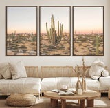 76234974-MGV-CV-36X24-Desert Cactus Wall Art Canvas Print, Framed Baja Desert Art Picture Print, Pastel Desert Perfect Southwestern Boho Decor Artwork