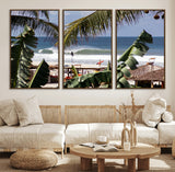 34722557-MGV-CV-36X24-Tropical Shoreline Wall Art Canvas Print, Framed Surfer Beach Art Picture Print, Coastal Surf Perfect Tropical Coastal Decor