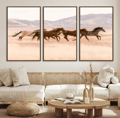 83644685-MGV-CV-36X24-Wild Horse Art Wall Art Canvas Print, Framed Rustic Western Art Picture Print, Desert Horse Scene Perfect Rustic Western Decor