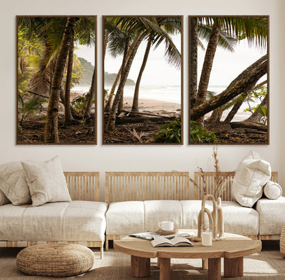92093951-MGV-CV-36X24-Tropical Jungle Wall Art Canvas Print, Framed Palm Tree Forest Art Picture Print, Coastal Escape Perfect Jungle Retreat Decor