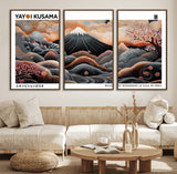 63125329-MGV-FC-60X30-3P_Walnut-Japanese Mt Fuji Wall Art – Surreal Ukiyo e Style Cherry Blossom Poster, Swirling Cloud Landscape Print, Modern Oriental Asian