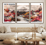 32352074-MGV-FC-60X30-3P_Walnut-Japanese Landscape Wall Art – Mount Fuji River Canvas Print, Modern Asian Inspired Nature Decor for Living Room, Bedroom, Office
