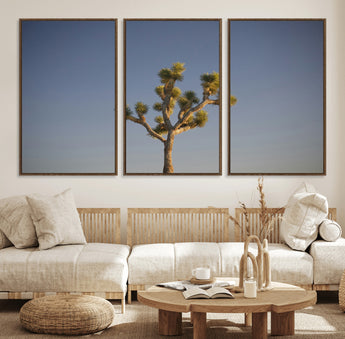 54552043-MGV-FC-60X30-3P_Walnut-Joshua Tree Art Wall Art Canvas Print, Framed Desert Landscape Art Picture Print, Southwestern Nature Perfect Southwestern Boho