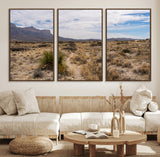 21606563-MGV-FC-60X30-3P_Walnut-Desert Mountain Wall Art – Southwest Landscape Photography Canvas Print, Rustic Nature Artwork Scenic Western Decor for Living