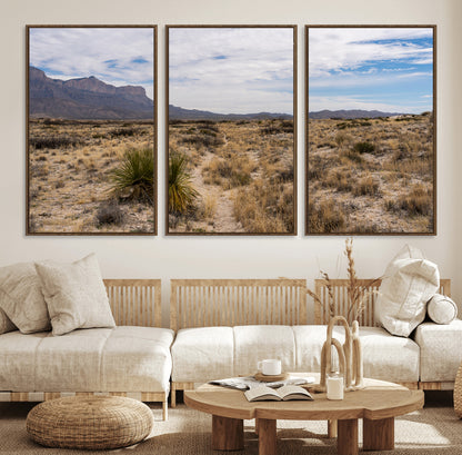 21606563-MGV-FC-60X30-3P_Walnut-Desert Mountain Wall Art – Southwest Landscape Photography Canvas Print, Rustic Nature Artwork Scenic Western Decor for Living