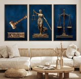 91629053-MGV-FC-60X30-3P_Walnut-Lady Justice Wall Art – Golden Gavel and Scales Canvas Print, Elegant Legal Office Decor for Lawyers, Judges, Courtroom or Study