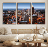25096967-MGV-FC-60X30-3P_Walnut-Atlanta Skyline Wall Art – Vibrant Cityscape Canvas Print, Modern Night Lights Urban Decor for Office, Living Room, or Apartment
