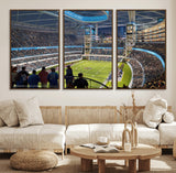 41816511-MGV-FC-60X30-3P_Walnut-Chicago Dome Stadium Wall Art – Futuristic Football Arena Canvas Print, Modern Sports Fan Decor for Man Cave, Office, Bar, or