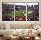 18347149-MGV-FC-60X30-3P_Walnut-Soldier Field Wall Art – Chicago Bears Football Stadium Canvas Print, Game Day Sports Decor for Man Cave, Bar, Office, or Living