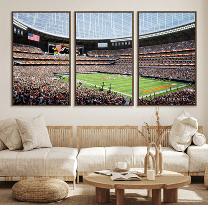 32530647-MGV-FC-60X30-3P_Walnut-Chicago Bears Stadium Wall Art – Futuristic Dome Arena Canvas Print, Modern Football Concept Design Decor for Man Cave, Bar, or