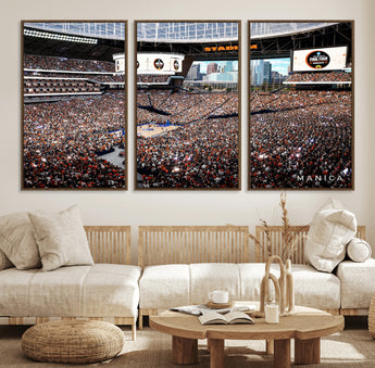 38616413-MGV-FC-60X30-3P_Walnut-Chicago Dome Stadium Wall Art – Futuristic Basketball Final Four Arena Canvas Print, Modern Sports Fan Decor for Man Cave or