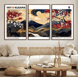 28945903-MGV-CV-36X24-Yayoi Kusama Inspired Japanese Art Canvas Print – Framed Floral & Mt. Fuji Wall Decor, Modern Asian Style Canvas for Home, Office,