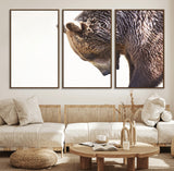 14405507-MGV-CV-36X24-Grizzly Bear Canvas Wall Art – Framed Wildlife Nature Decor, Large Brown Bear Profile Canvas Print for Living Room, Office, or