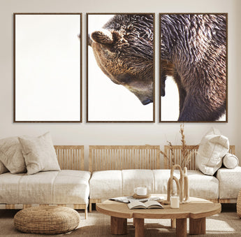 14405507-MGV-CV-36X24-Grizzly Bear Canvas Wall Art – Framed Wildlife Nature Decor, Large Brown Bear Profile Canvas Print for Living Room, Office, or