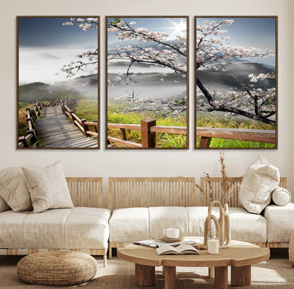 34632598CRY-MGV-CV-36X24-Sakura Cherry Blossom Pathway Canvas Wall Art – Tranquil Walk Through Blossoming Nature – Ready to Hang