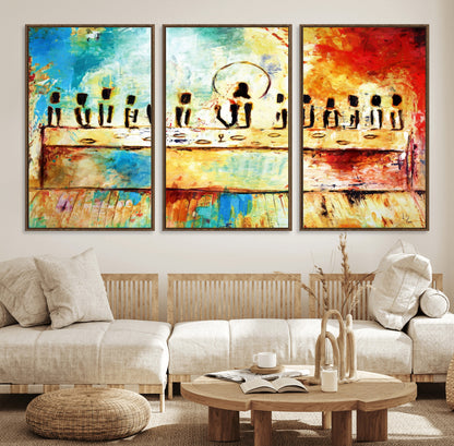YKE34632598CR-MGV-CV-36X24-Abstract Last Supper with Apostles Wall Art Canvas Print