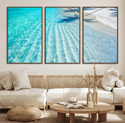 68127042-MGV-CV-36X24-Beach Wall Art – Tropical Ocean Canvas Print, Clear Water and White Sand Photography Decor for Bedroom, Living Room, Office,