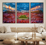 94266219-MGV-FC-60X30-3P_Walnut-Neyland Stadium Wall Art – Tennessee Volunteers Checkerboard Game Day Canvas Print, College Football Fireworks Decor for Man Cave