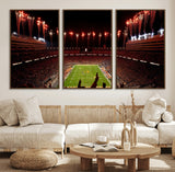 73358115-MGV-FC-60X30-3P_Walnut-Tennessee Volunteers Wall Art – Neyland Stadium Fireworks Night Game Canvas Print, Vols Football Checkerboard Endzone Sports Decor