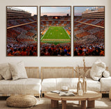 37160229-MGV-FC-60X30-3P_Walnut-Neyland Stadium Wall Art – Panoramic Tennessee Volunteers Sunset Canvas Print, Checkerboard Crowd Football Game Day Decor for