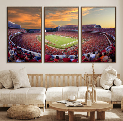 73680988-MGV-FC-60X30-3P_Walnut-Georgia Bulldogs Stadium Wall Art – Panoramic Football Field Canvas Print, Game Day Decor for Home, Office, Fan Cave, Sports
