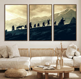 76547-MGV-FC-60X30-3P_Walnut-Fellowship Journey Wall Art Canvas Print, Framed LOTR Art Picture Print, Middle Earth Perfect Tolkien Fantasy Decor Artwork