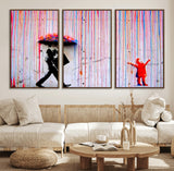 69505-MGV-FC-60X30-3P_Walnut-Graffiti Girl Wall Art Canvas Print, Framed Urban Contrast Art Picture Print, Vibrant Graffiti Perfect Urban Pop Decor Artwork