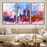 15129-MGV-CV-36X24-Disney Castle Wall Art Canvas Print, Framed Cinderella Palace Art Picture Print, Fantasy Kingdom Perfect Whimsical Fairytale Decor