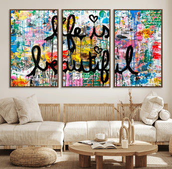 36856-MGV-CV-36X24-Life Is Beautiful Wall Art – Colorful Graffiti Canvas Print, Modern Street Style Artwork, Inspirational Decor for Living Room,