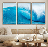 15566-MGV-CV-36X24-Ocean Wave Wall Art Canvas Print, Framed Curling Wave Art Picture Print, Vibrant Surf Wave Perfect Coastal Surf Decor Artwork