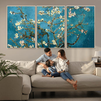 91714-MGV-CV-36X24-Almond Blossoms Wall Art – Handcrafted Van Gogh Inspired Floral Canvas Print, Beautiful Nature Decor for Living Room, Bedroom, or