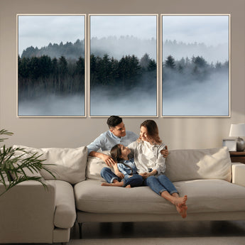 42596-MGV-CV-36X24-Misty Forest Wall Art – Atmospheric Pine Trees Canvas Print, Nature Landscape Decor for Living Room, Bedroom, Office, or Cabin