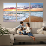 39560-MGV-CV-36X24-Sunrise Beach Wall Art – Vibrant Ocean Waves and Golden Sand Canvas Print, Seaside Coastal Decor for Living Room, Bedroom or