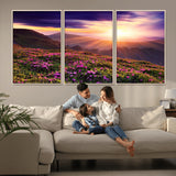 49741-MGV-CV-36X24-Mountain Sunrise Wall Art – Vibrant Floral Landscape Canvas Print, Nature Home Decor for Living Room, Bedroom Office or Cabin