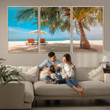 69754-MGV-CV-36X24-Tropical Beach Wall Art – Relaxing Palm Tree and Lounge Chairs Canvas Print, Serene Coastal Decor for Living Room, Bedroom, Office