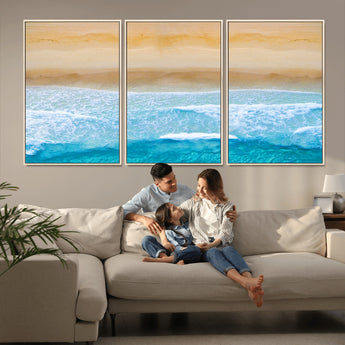 43046-MGV-CV-36X24-Aerial Beach Wall Art – Serene Ocean Waves & Sandy Shore Canvas Print, Coastal Home Decor for Living Room, Bedroom or Office