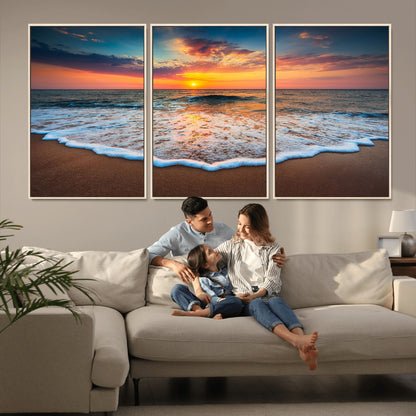 87032-MGV-CV-36X24-Ocean Sunset Wall Art – Stunning Beach Canvas Print with Vibrant Sky, Calm Waves, and Golden Horizon, Perfect Coastal Decor for