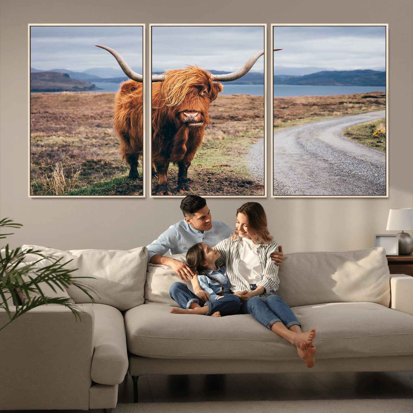 56121-MGV-CV-36X24-Rustic Highland Cow Wall Art – Panoramic Nature Canvas Print, Perfect Decor for Home, Office, Living Room or Man Cave