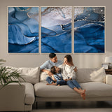 27810-MGV-CV-36X24-Abstract Blue Gold Fluid Art Wall – Modern Canvas Print, Elegant Home & Office Wall Art, Stylish Living Room or Bedroom Decor