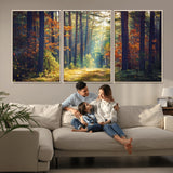 86249-MGV-CV-36X24-Sunlit Autumn Forest Path Wall Art – Peaceful Nature Scene with Fall Foliage, Calming Woods Decor for Home or Office