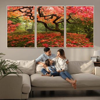 73343-MGV-CV-36X24-Autumn Maple Wall Art – Panoramic Vibrant Red Maple Tree Canvas Print, Seasonal Nature Decor for Office, Living Room or Garden