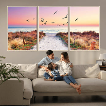 54411-MGV-CV-36X24-Coastal Path Sunrise Wall Art – Serene Ocean Canvas Print, Beach Landscape Decor for Living Room, Bedroom or Office, Peaceful