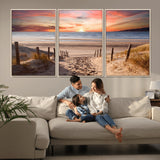 78111-MGV-FC-60X30-3P_Natural-Sunset Pathway Wall Art – Panoramic Coastal Canvas Print, Tranquil Beach Decor for Living Room, Office or Bedroom