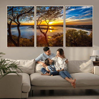 71863-MGV-CV-36X24-Lake Sunset Wall Art – Scenic Nature Canvas Print with Trees and Golden Sky, Serene Landscape Decor for Living Room, Bedroom or