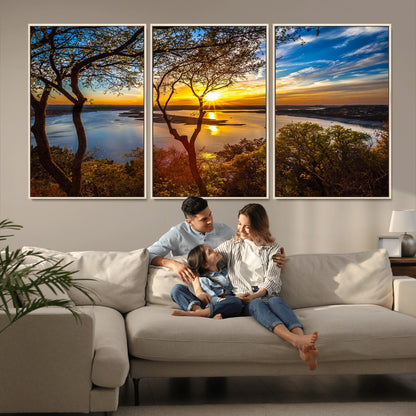 71863-MGV-CV-36X24-Lake Sunset Wall Art – Scenic Nature Canvas Print with Trees and Golden Sky, Serene Landscape Decor for Living Room, Bedroom or