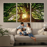 52150-MGV-CV-36X24-Majestic Tree Wall Art – Large Nature Canvas Print with Sunlight Through Branches, Rustic Forest Decor for Living Room, Bedroom or