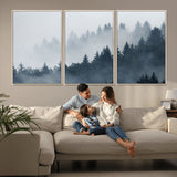 23671-MGV-CV-36X24-Misty Forest Wall Art – Serene Foggy Pine Trees Landscape Canvas Print, Tranquil Nature Decor for Living Room, Bedroom or Office