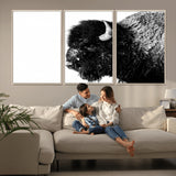68780-MGV-CV-36X24-Bison Close-Up Wall Art – Black and White Buffalo Canvas Print, Rustic Wildlife Photography Decor for Living Room, Office, or